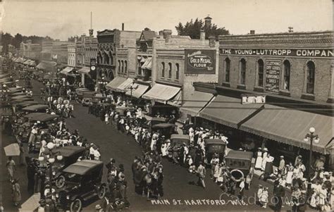 Main Street Hartford, WI Postcard