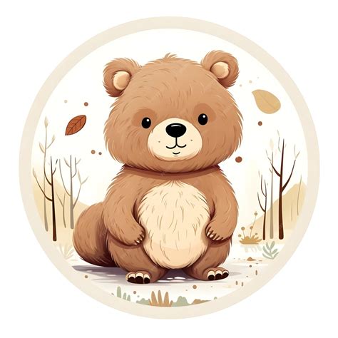 Premium AI Image | Flash card illustration of cute cartoon bear