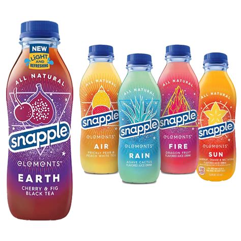 Snapple Elements Variety Pack (Earth, Air, Rain, Fire, Sun), 16oz ...