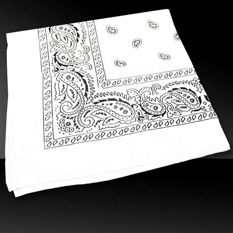 White 22" x 22" Cotton Paisley Bandanas