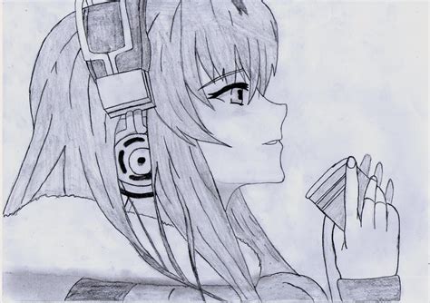 Headphone Anime Girl Drawing by 1DragonWarrior1 on DeviantArt