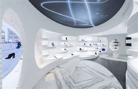 Futuristic Shoe Store Interior Design Treats Shoes as Artwork