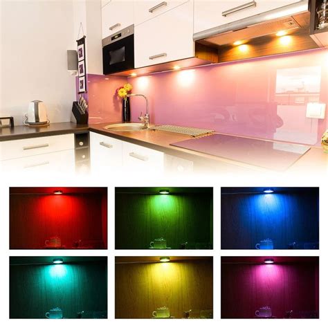 Under Cabinet Lighting Kit- Bason Color Changing Puck Lights, RGBW Cabinet Kitchen Lighting for ...