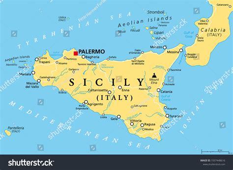 Sicily Autonomous Region Italy Political Map Stock Vector (Royalty Free ...