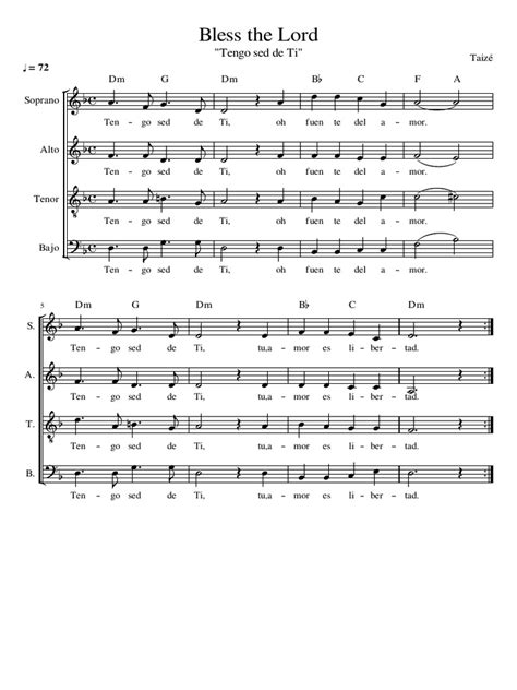 PARTITURA - TAIZÉ Bless the Lord