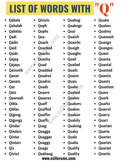 Words with Q | A Big List of 300+ Words That Start with Q - ESL Forums