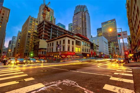 San Francisco Downtown by Night Editorial Stock Photo - Image of street ...