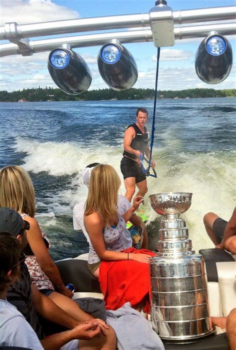 Jonathan Toews takes Stanley Cup wakesurfing at his cottage