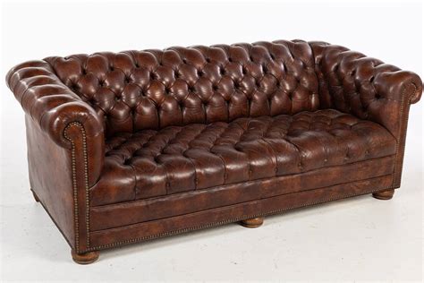 Chesterfield Brown Leather Sofa Auction