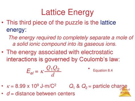 Lattice Energy Equation