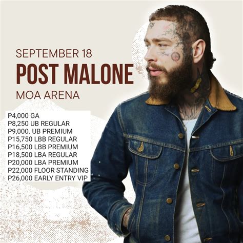 Philippine Concerts on Twitter: "Ticket prices for Post Malone on Sep. 18th. LNPH presale on ...