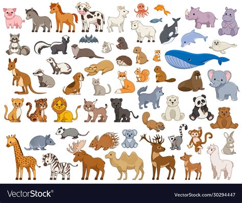 Series various land and sea animals Royalty Free Vector