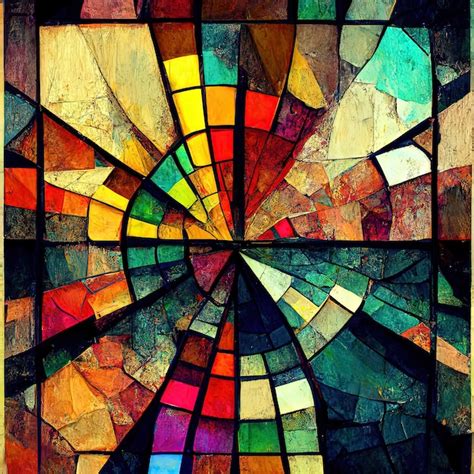 Premium AI Image | Abstract mosaic window illustration stained glass artwork colorful wallpaper ...