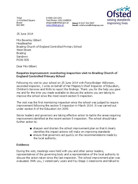 Brading Primary School, Isle of Wight. Ofsted Monitoring Report | PDF ...