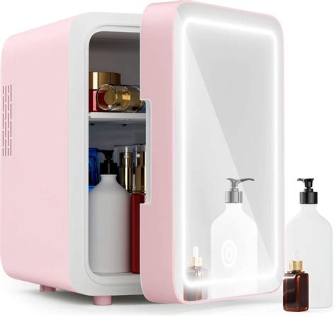 Easy-Take Skincare Fridge - Mini Fridge with Dimmable LED Mirror (4 Liter/6 Can), Cooler and ...