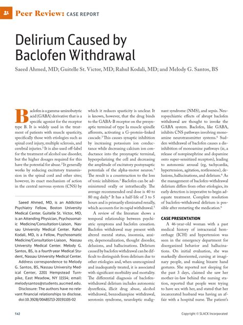 (PDF) Delirium Caused by Baclofen Withdrawal