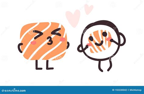 Sushi Emoji Vector Set. Emoji Sushi With Faces Icons. Sushi Roll Funny Stickers | CartoonDealer ...