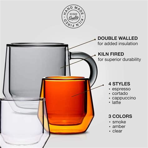 Double Walled Glass Coffee Mugs, Set of 2 – Hearth Goods