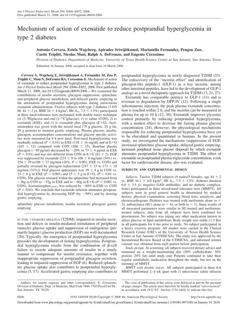 (PDF) Mechanism of action of exenatide to reduce postprandial ...