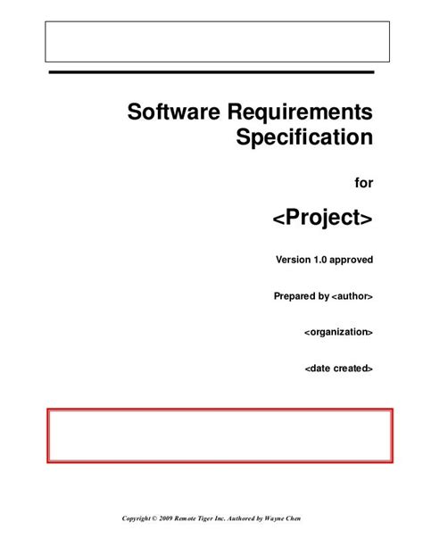 Software Requirement Specification Master Template