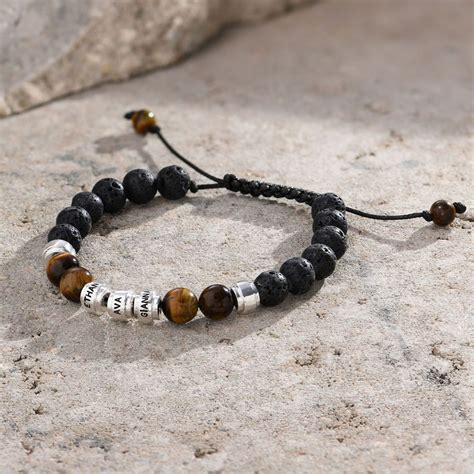 Lave Stones & Brown Tiger Eye Stones-Custom Beaded Men's Bracelet - Oak & Luna