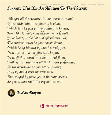 Sonnets: Idea Xvi An Allusion To The Phoenix Poem by Michael Drayton