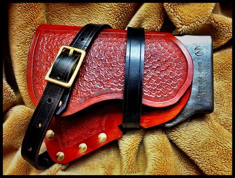 Custom Leather Axe Sheath w/Brass Hardware by John Black | Custom leather, Leather tooling, Hand ...