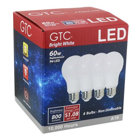 GTC LED 60 Watt A19 Bright White Light Bulbs - Shop Light Bulbs at H-E-B