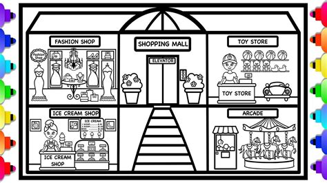 Learn How to Draw a Shopping Mall 👗💄💜🎠 🛍 Fashion Shopping Mall Coloring Page - YouTube