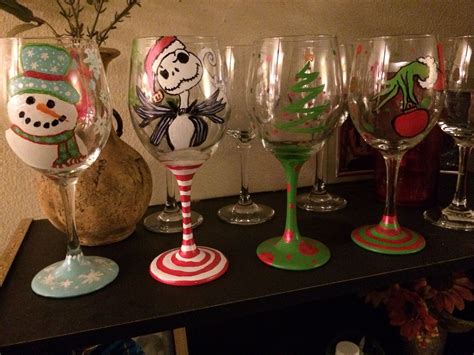 Christmas Themed Wine Glasses