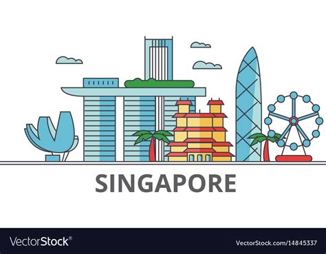 Singapore city skyline buildings streets Vector Image