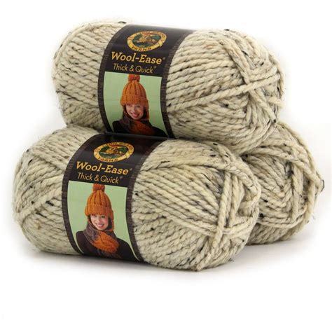 Lion Brand Yarn Wool-Ease Thick and Quick Oatmeal Classic Super Bulky ...