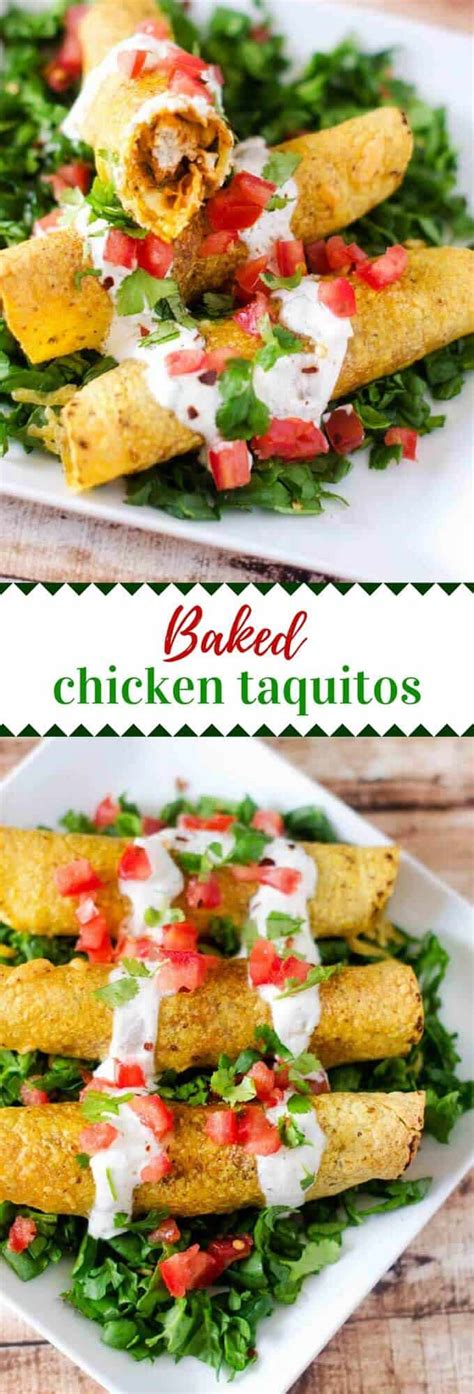 Baked Chicken Taquitos Recipe - Baked Taquitos with Lime Dipping Sauce