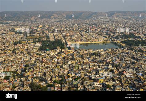 Aerial view of Jodhpur, India. The Blue City of Jodhpur is the second ...