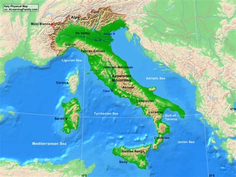 Italy Physical Map - A Learning Family