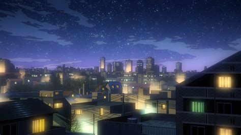 Download Light Night Anime City Anime Night HD Wallpaper