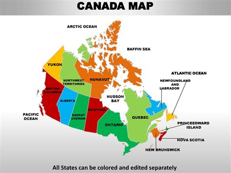 Canada country editable powerpoint maps with states and counties