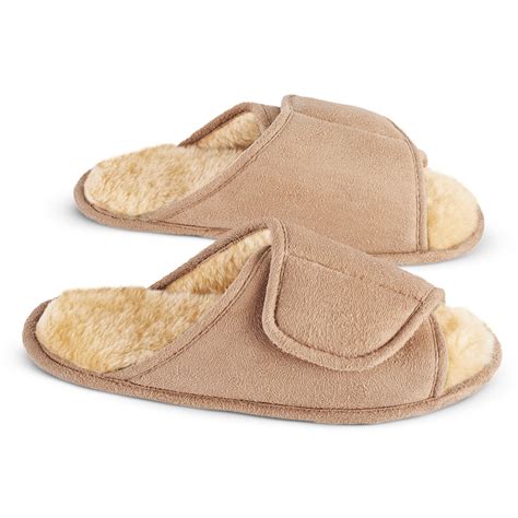 Faux Suede Faux Fur Slippers with Rubber Soles | Collections Etc.