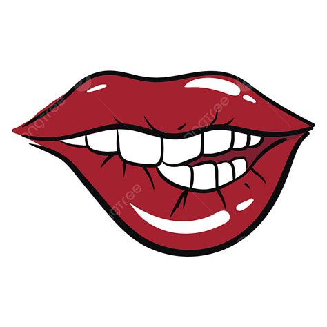 Bit Lip Clipart Transparent Background, Bitting Lips Illustration Vector On White Background ...