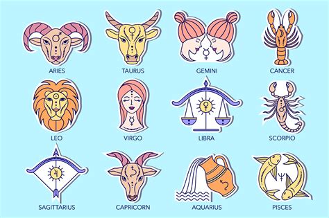 Zodiac Signs Stickers Gráfico por fatamorganaoptic · Creative Fabrica