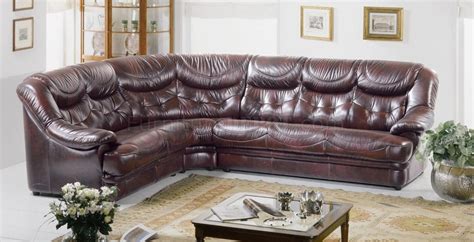 Burgundy Brown Full Top Grain Italian Leather Sectional Sofa Malaga