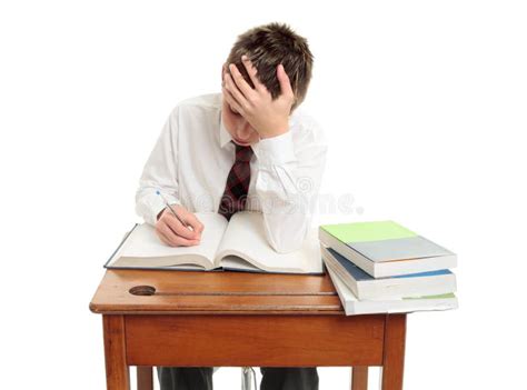 High School Student at Desk Stock Image - Image of learning, homework ...