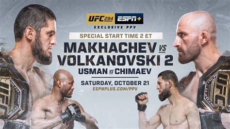 UFC 294: Makhachev vs. Volkanovski 2 | Saturday, Oct. 21 - ESPN Press ...