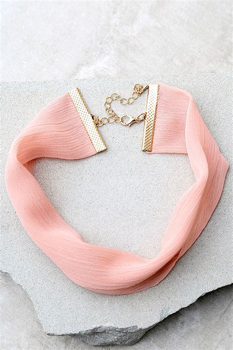 Cute Pink Choker - Wide Choker - Fabric Choker - $10.00