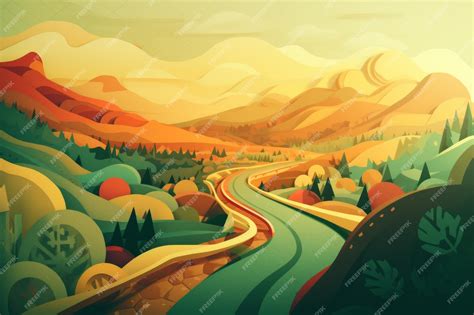 Premium AI Image | A colorful illustration of a winding road in a ...