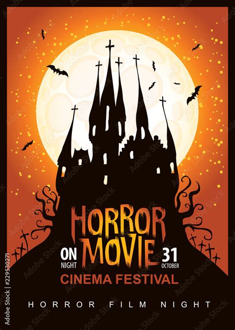 Vector poster for a festival of horror movie with creepy Gothic castle ...