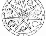 Wiccan Pentagram Coloring Sketch Page sketch template