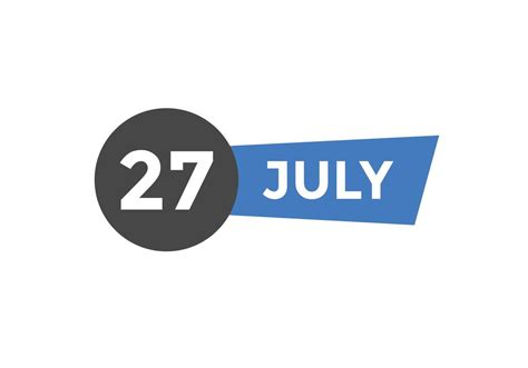 july 27 calendar reminder. 27th july daily calendar icon template ...