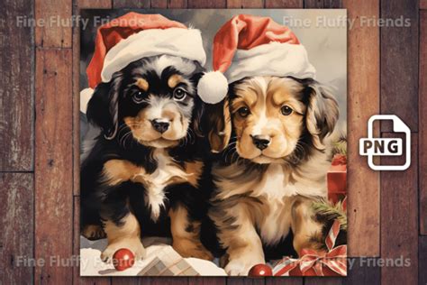 Puppy Christmas Digital Background Graphic by finefluffyfriends ...