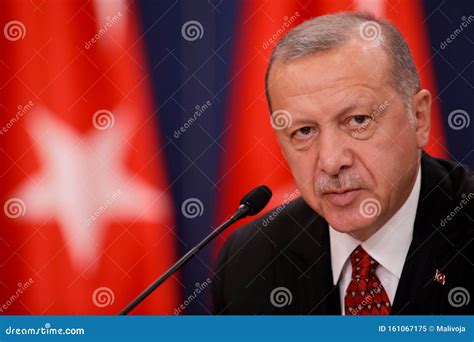 SERBIA - 7 October 2019: Turkish President Recep Tayyip Erdogan Talk during Press Conference in ...